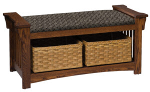 AJ Mission Slat Bench with Baskets