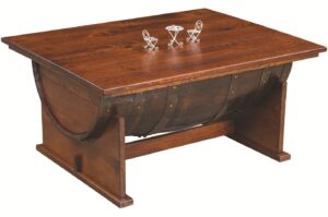 HALF BARREL COFFE TABLE with lift top